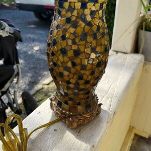 Mosaic Glass Vase with Gold and Brown Accents